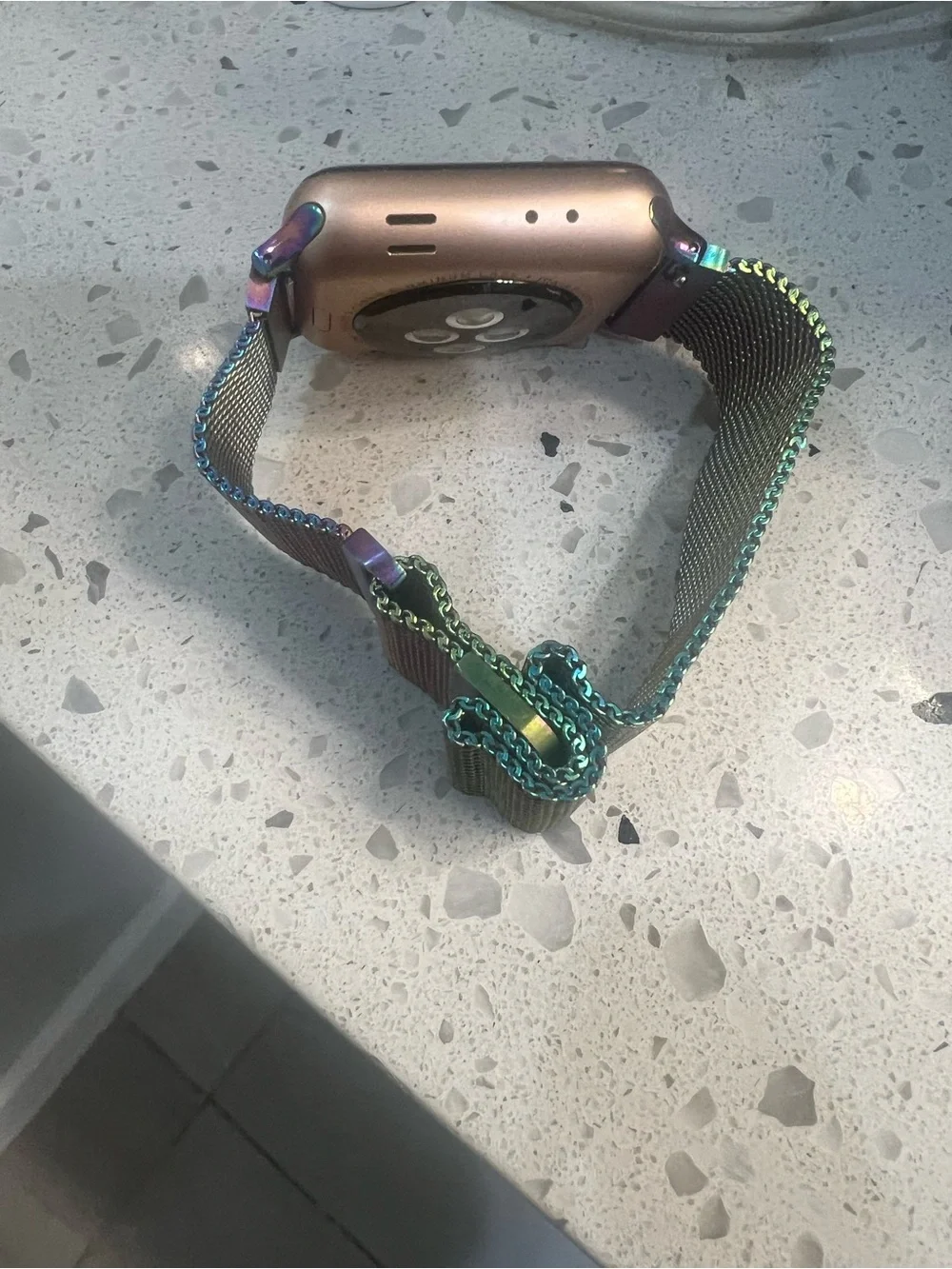 Apple Watch with Iridescent Milanese Loop - Gold Case